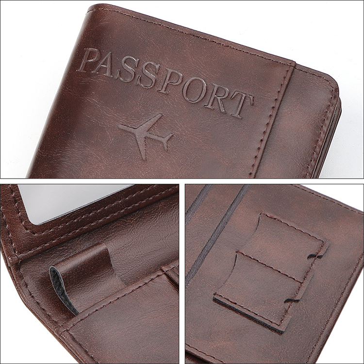 PU Leather Passport Holder with Vaccine Card Slot
