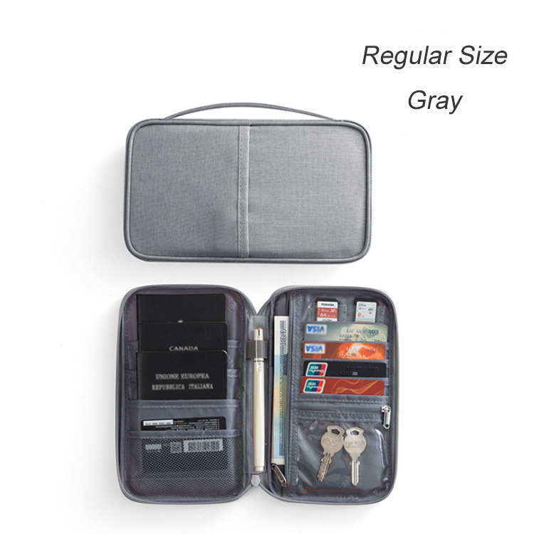 Zipper Travel Document Organizer, Family Passport Holder, Portable & Foldable Case for Cards, Boarding Pass, ID, Money, Tickets