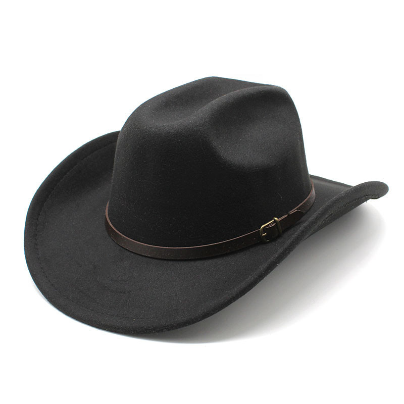 Western Cowboy Retro Wool Blend Wide Brim Fedora Hat