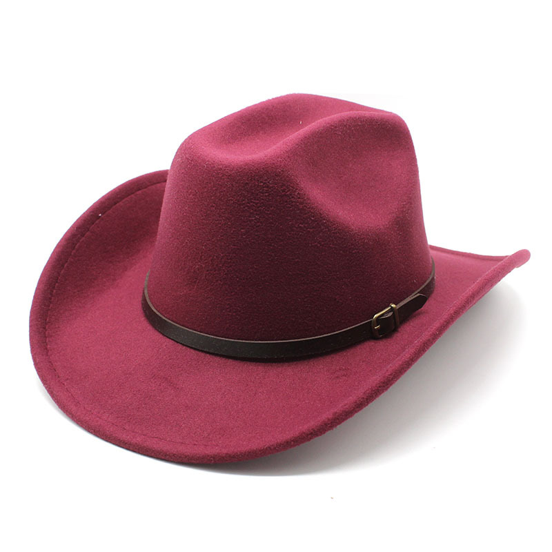 Western Cowboy Retro Wool Blend Wide Brim Fedora Hat