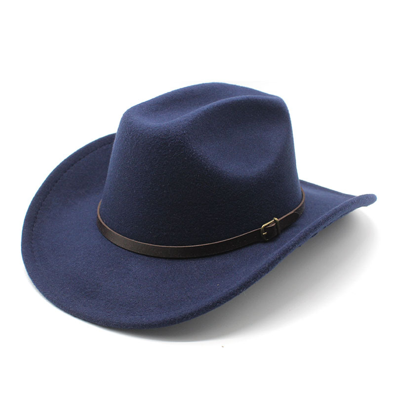 Western Cowboy Retro Wool Blend Wide Brim Fedora Hat