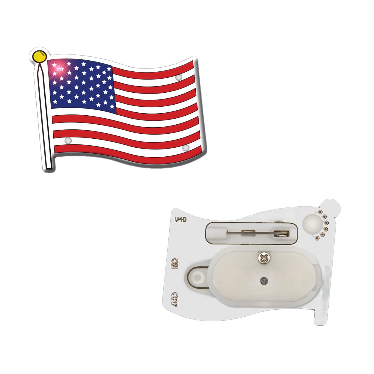 USA LED Light Up Flashing Flag Pins Brooches Badge 