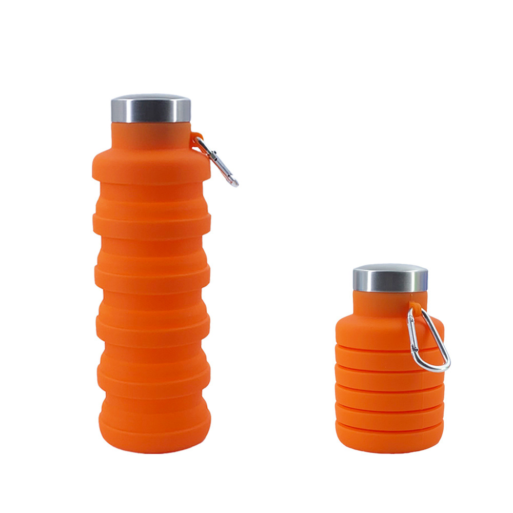 Collapsible Water Bottle Reusable BPA Free Leakproof Silicone Foldable Water Bottles with Carabiner