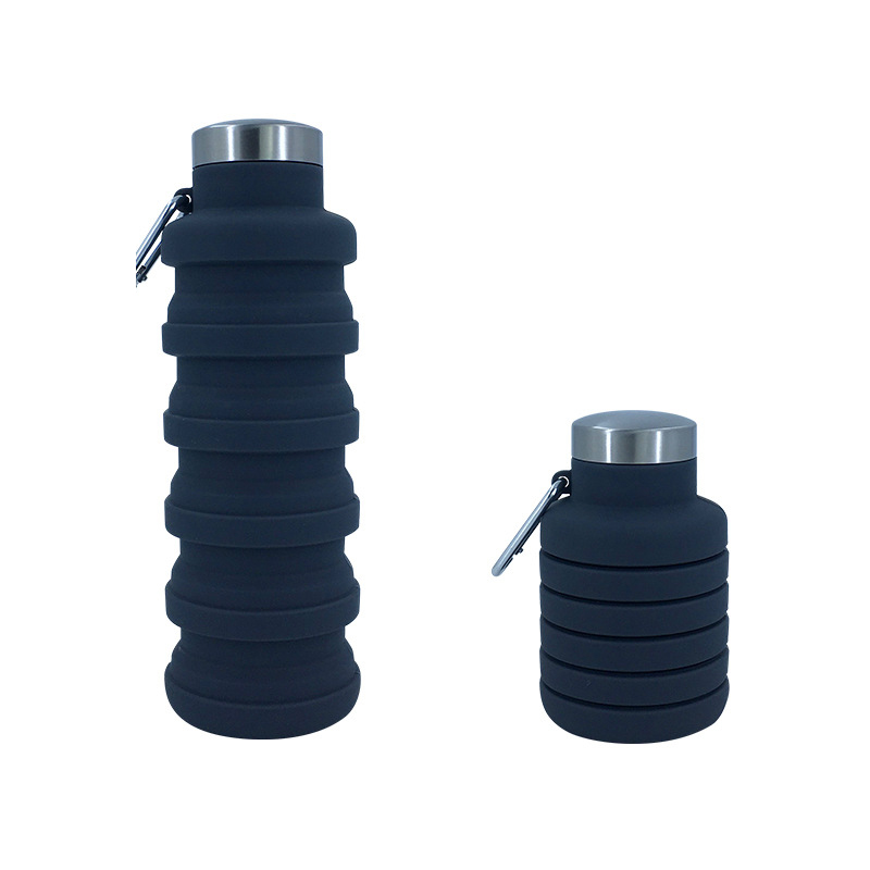 Collapsible Water Bottle Reusable BPA Free Leakproof Silicone Foldable Water Bottles with Carabiner