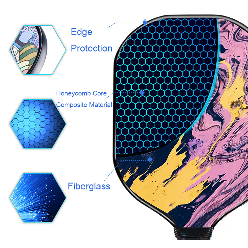 USAPA Approved Lightweight Fiberglass Pickleball Paddle Hybrid Honeycomb Core Pickleball Rackets for Power, Spin, and Control
