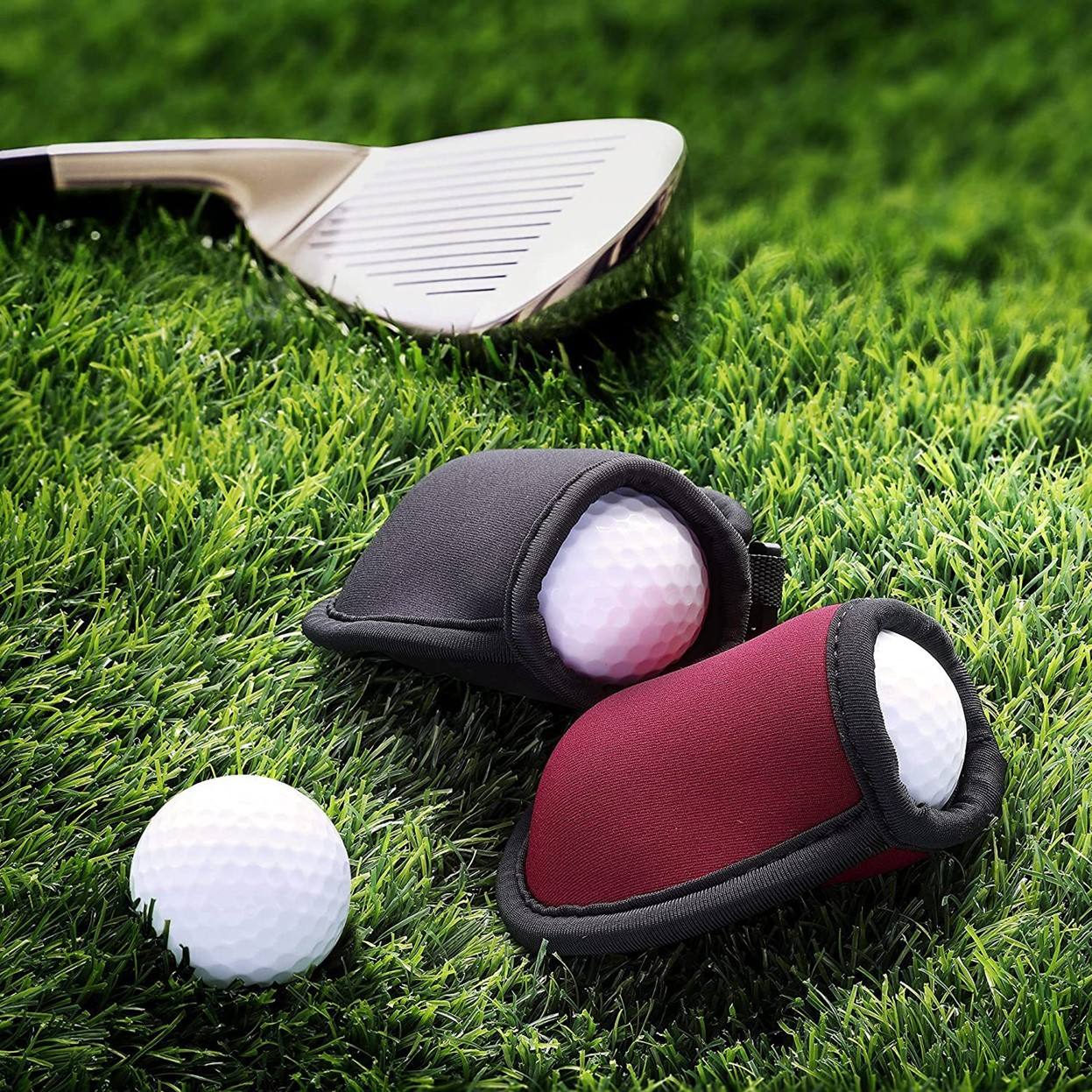 Neoprene Outer+Cotton Liner Golf Ball Cleaner Pouch With Hook Easy Attached to Your Golf Bag Belt Keep Your Golf Ball Clean