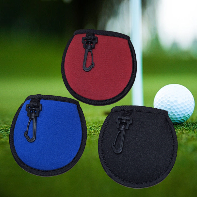 Neoprene Outer+Cotton Liner Golf Ball Cleaner Pouch With Hook Easy Attached to Your Golf Bag Belt Keep Your Golf Ball Clean
