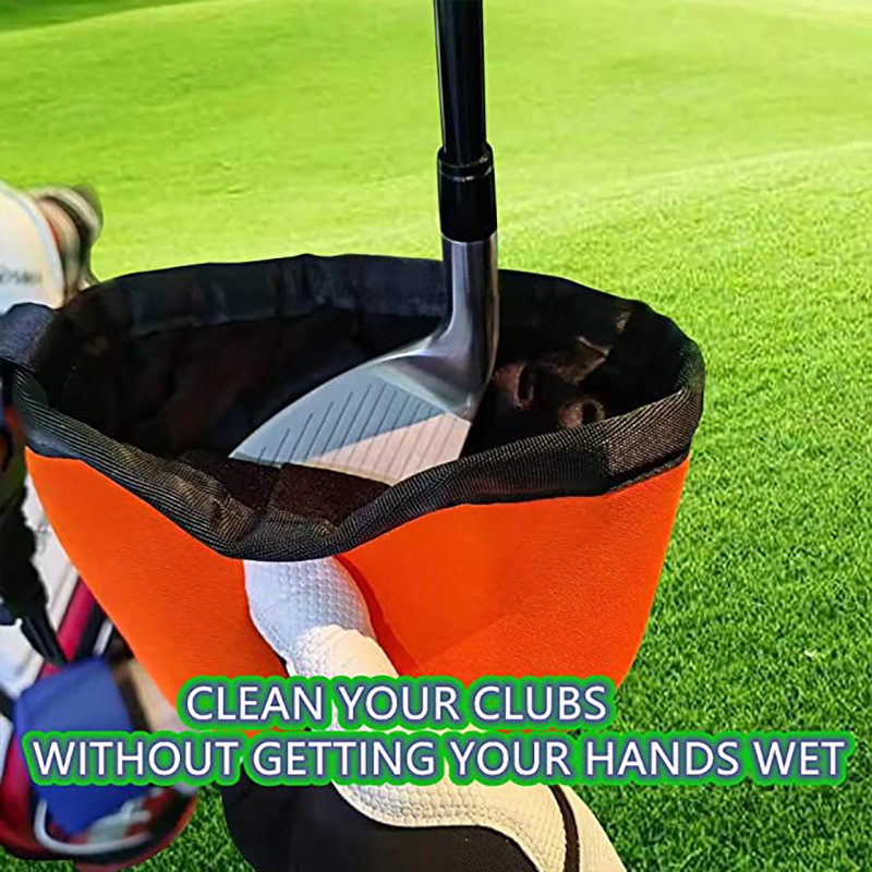 Golf Ball Cleaner Golf Club Cleaning Bag Pouch, Detachable Clip, Cleans Club Grooves Golf Bag Accessories