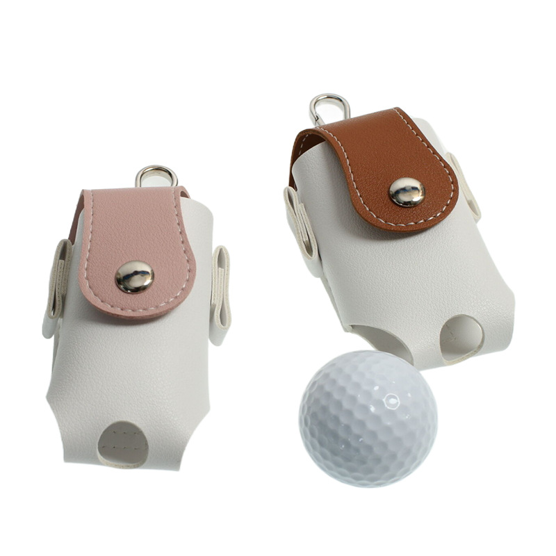 PU Leather Golf Ball Pouch Golfer Sports Belt Waist Bag Golf Sports Accessory