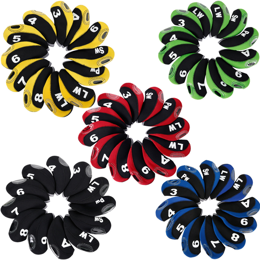 Neoprene Golf Iron Club Head Covers with Transparent Window Headcover Wedge Cover for Golfers