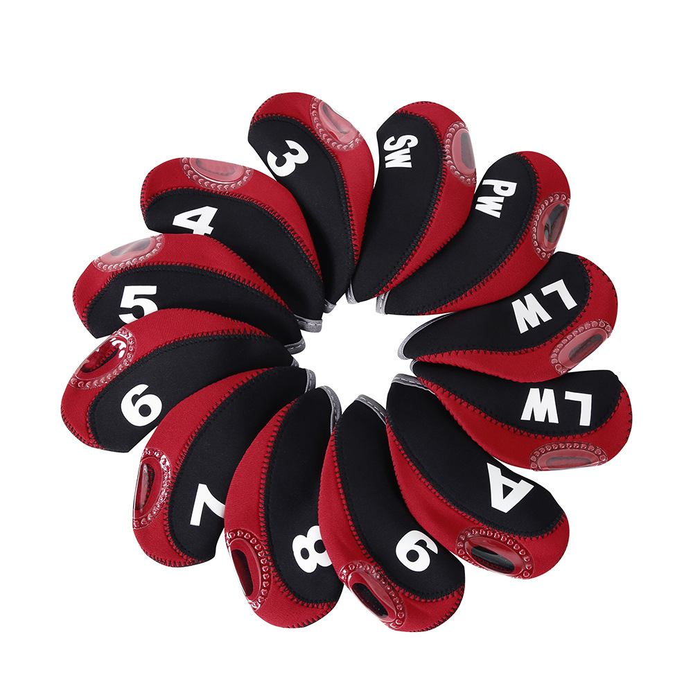 Neoprene Golf Iron Club Head Covers with Transparent Window Headcover Wedge Cover for Golfers