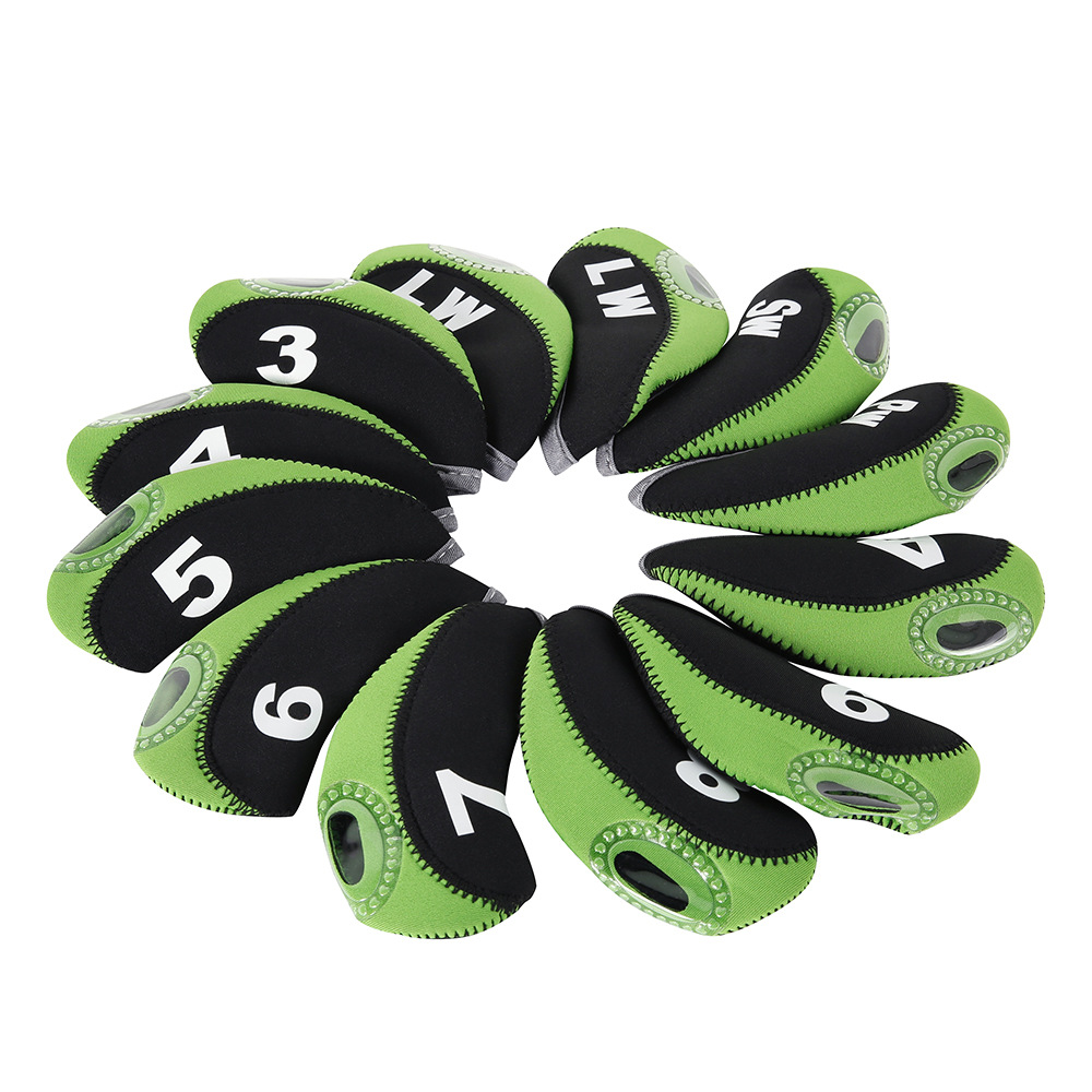 Neoprene Golf Iron Club Head Covers with Transparent Window Headcover Wedge Cover for Golfers