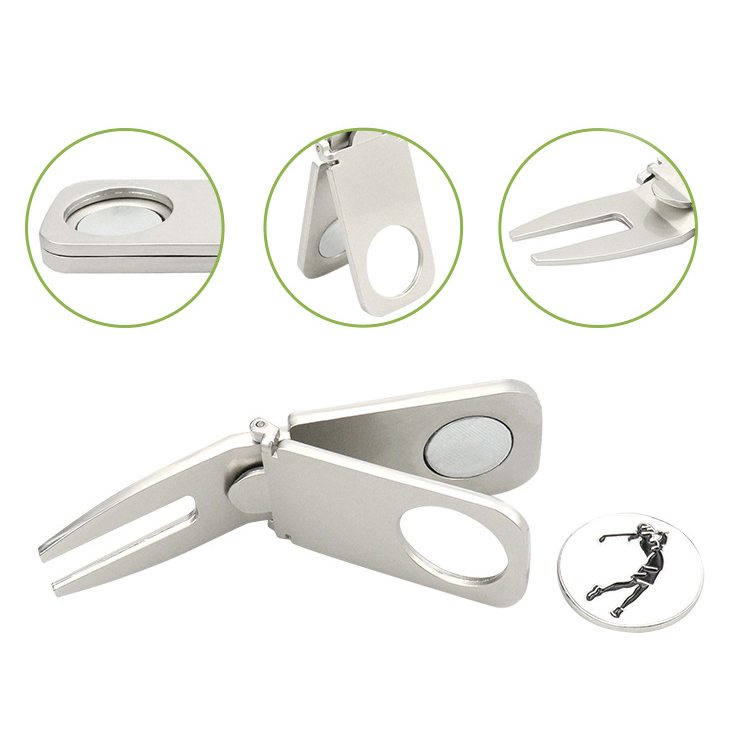 Cigar Holder, Magnetic Golf Divot Repair Tool and Ball Marker, Golf Accessory Tool, Portable Cigar Rest for Golf Cart, Zinc Alloy