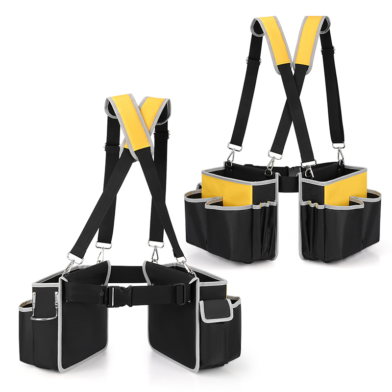 Waterproof Oxford Utility Waist Pouch Tool Belt With Adjustable Suspender for Carpenter Electrician Construction Utility Tool Belt