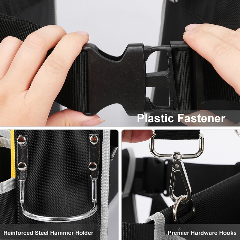 Waterproof Oxford Utility Waist Pouch Tool Belt With Adjustable Suspender for Carpenter Electrician Construction Utility Tool Belt