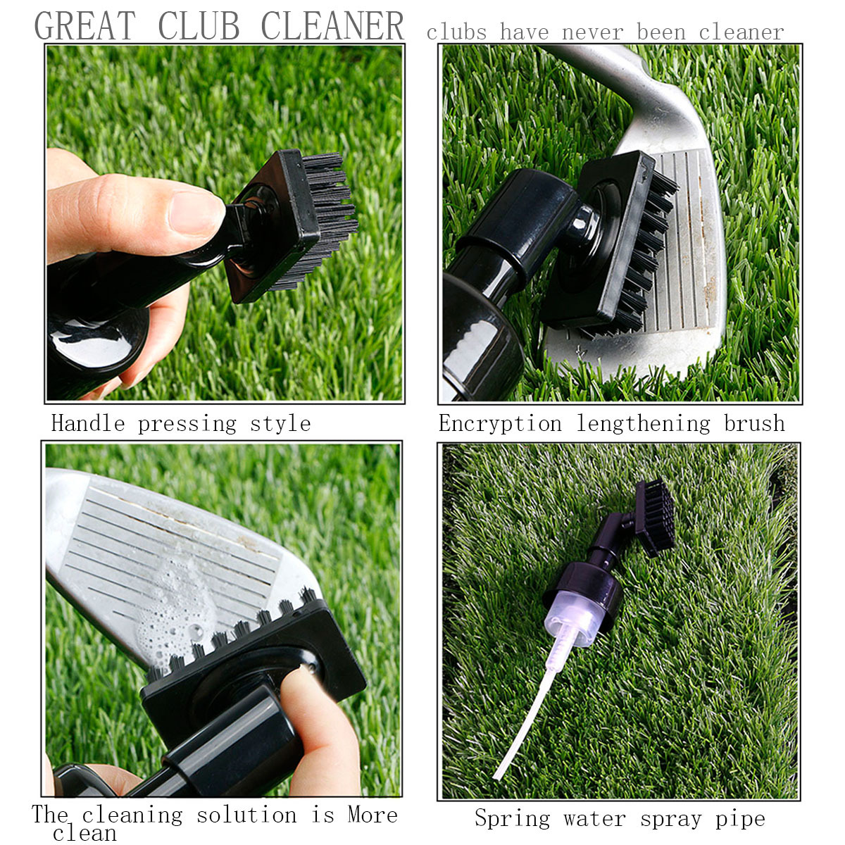 Golf Club Cleaner Brush with Spray Water Bottle, Cleaner Brush with Nylon-Bristles Head, Spray Golf Water Brush Golf Cleaning Tool