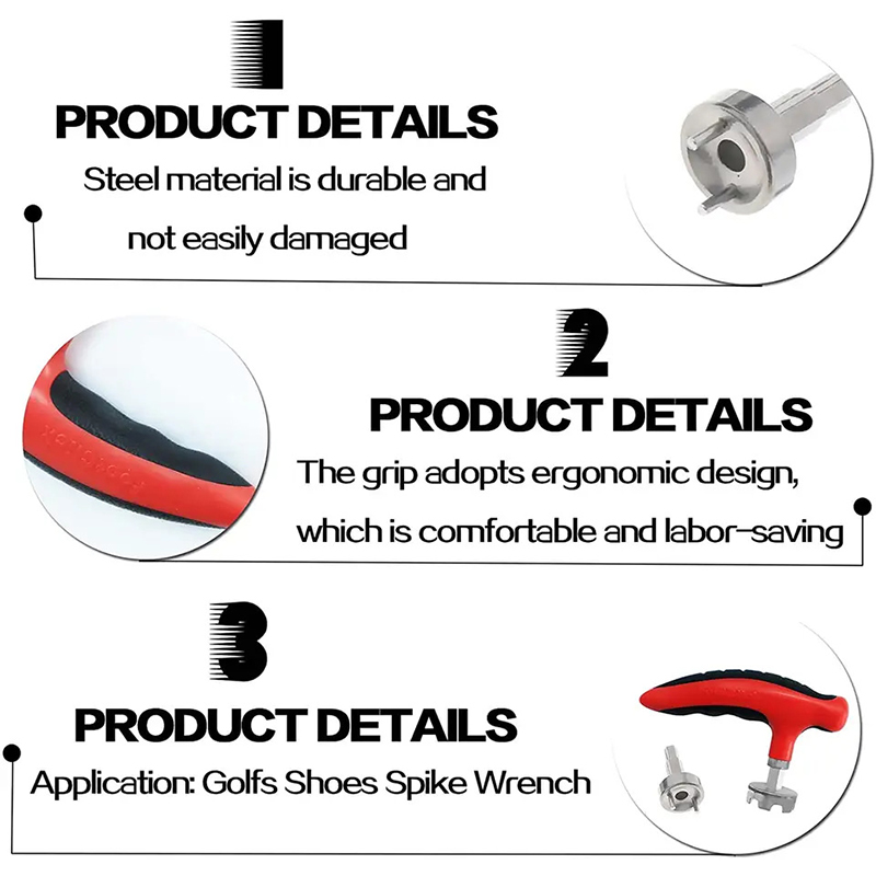 Golf Two Replaceable Shoes Replace Adjustment Torque Wrench Tool, Lightweight Spikes Wrench Tool Shoes Removal, Golf Cleat Wrench