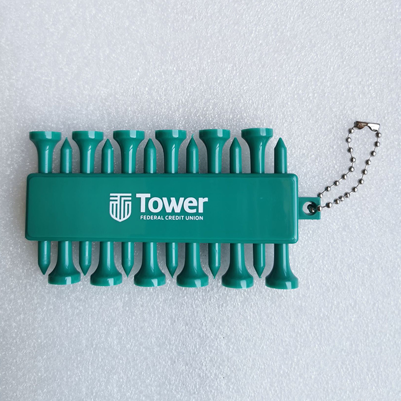 Plastic Golf Tees and Ball Markers, Golf Tees Holder Keychain Golf Pegs Carrier, Includes 3pcs Ball Markers+12pcs Small Stand Tool