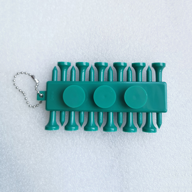 Plastic Golf Tees and Ball Markers, Golf Tees Holder Keychain Golf Pegs Carrier, Includes 3pcs Ball Markers+12pcs Small Stand Tool