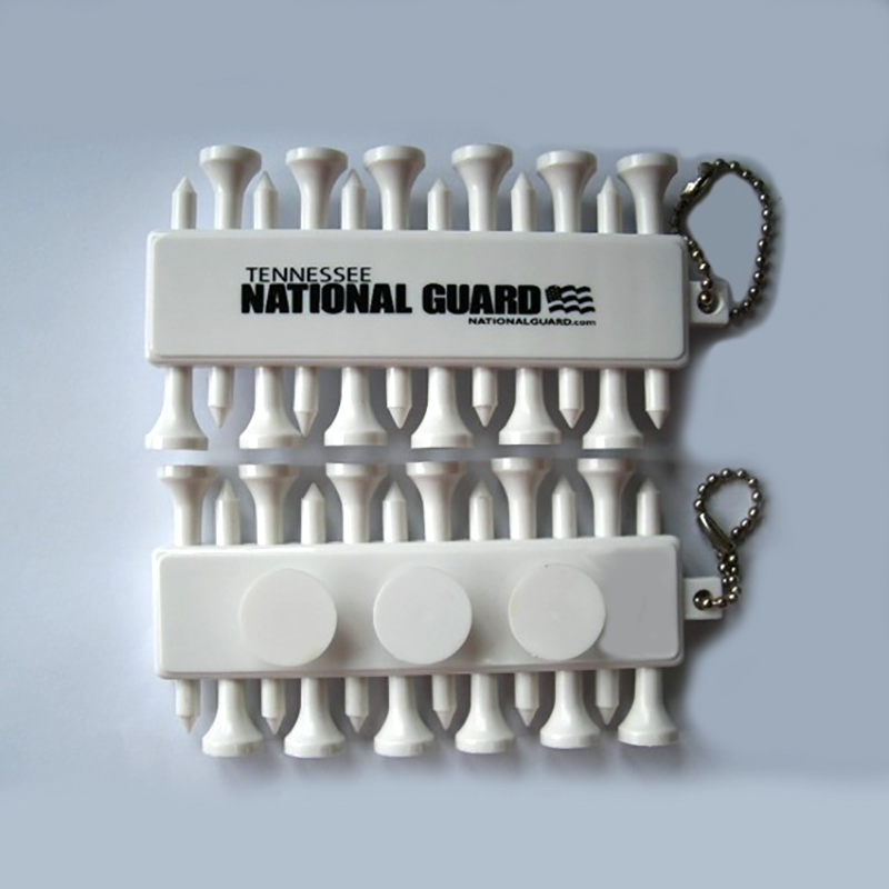 Plastic Golf Tees and Ball Markers, Golf Tees Holder Keychain Golf Pegs Carrier, Includes 3pcs Ball Markers+12pcs Small Stand Tool