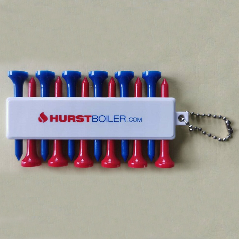 Plastic Golf Tees and Ball Markers, Golf Tees Holder Keychain Golf Pegs Carrier, Includes 3pcs Ball Markers+12pcs Small Stand Tool