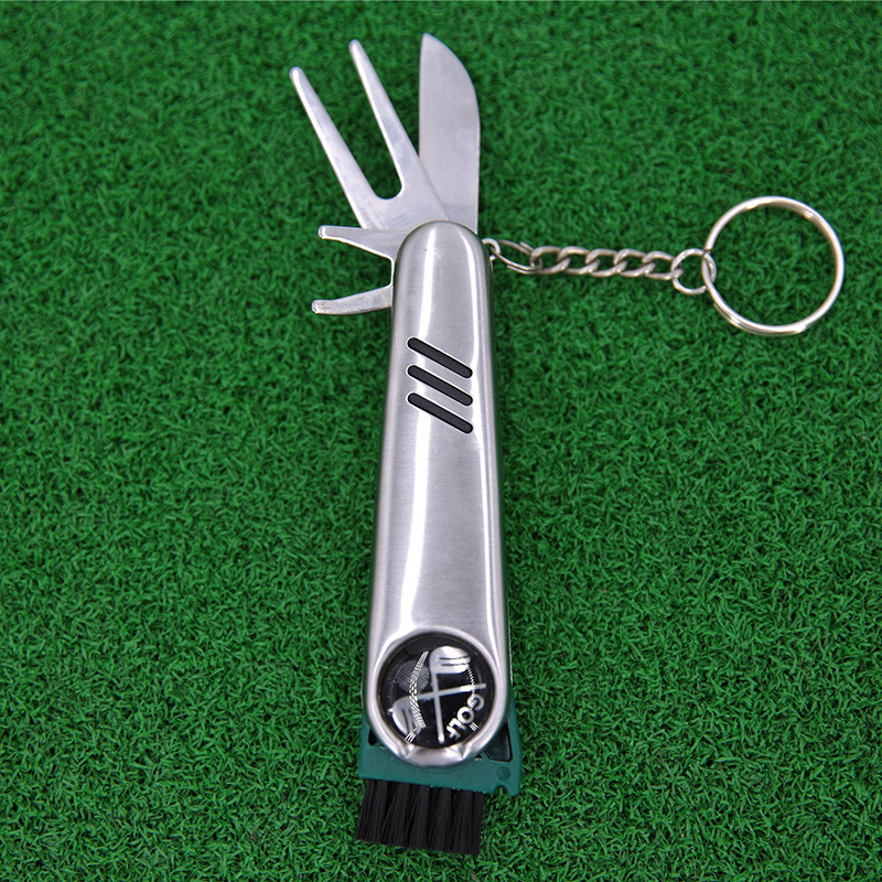 7-in-1 Golf Tool, Comes With Divot Repair Tool, Ball Marker, Brush Groove Cleaner, Spike Wrench, Knife, Scoring Pen and Keyring