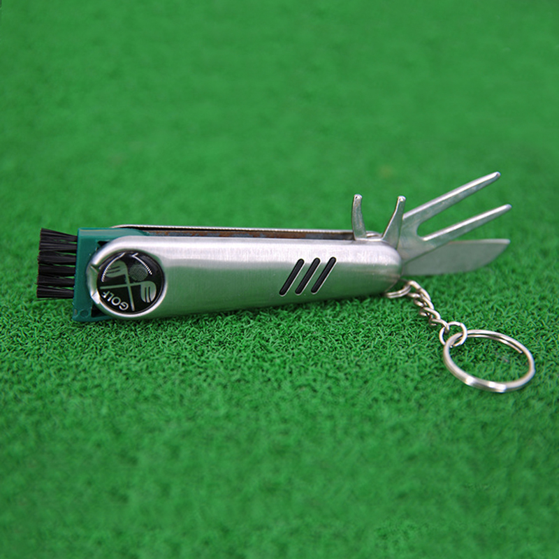 7-in-1 Golf Tool, Comes With Divot Repair Tool, Ball Marker, Brush Groove Cleaner, Spike Wrench, Knife, Scoring Pen and Keyring