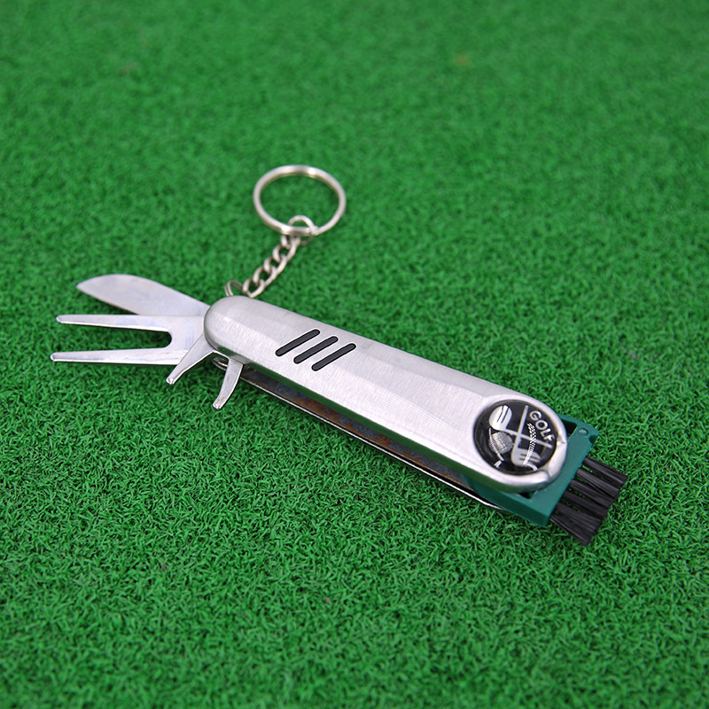 7-in-1 Golf Tool, Comes With Divot Repair Tool, Ball Marker, Brush Groove Cleaner, Spike Wrench, Knife, Scoring Pen and Keyring