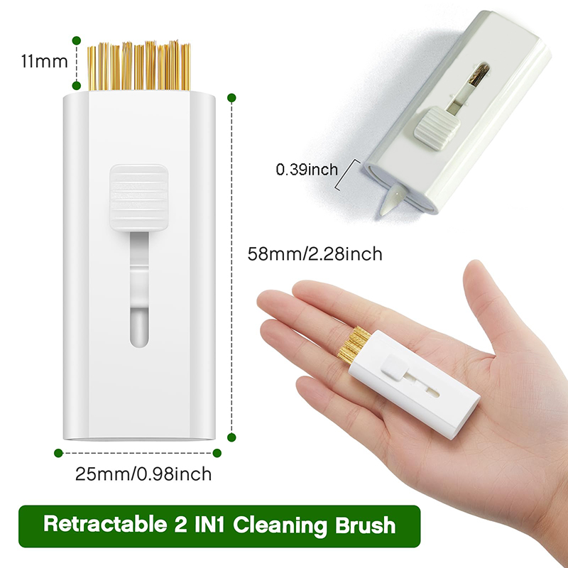 Plastic 2-in-1 Golf Brush, Double Side Retractable Mini Pocket Golf Club Cleaning Brush With Brass Bristles, Spike Groove Cleaner