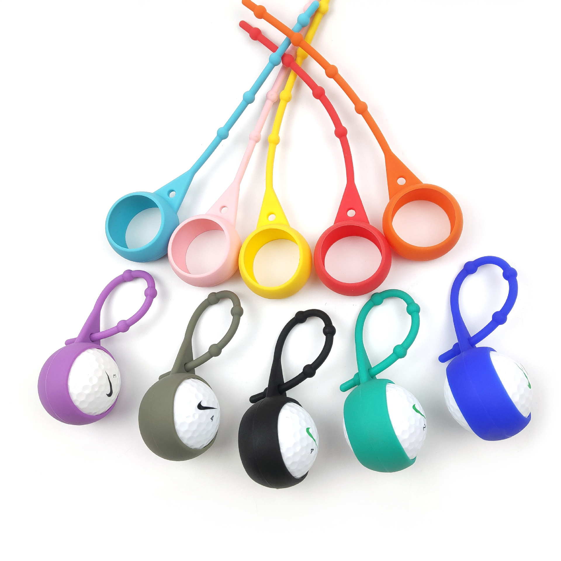 Silicone Golf Ball Holder with Knots, Protection Sleeve Waist Keyring Portable Cover with Knots for Golf Bag Belt