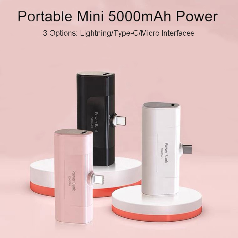 5000mAh Mini Power Bank, Fast Charging Small Power Bank, Mini Portable Battery Pack Compact Phone Charger for Extended Playtime
