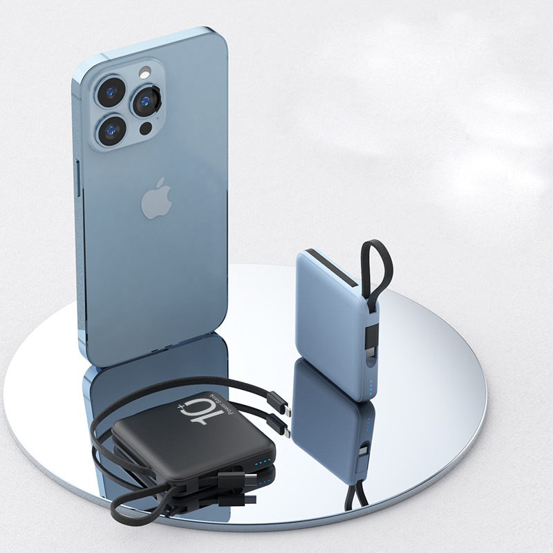 Mini Power Bank with Built-in Charging Cable - 5000mAh Smartphone Emergency Charger, External Travel Charger Suit for Cell Phones