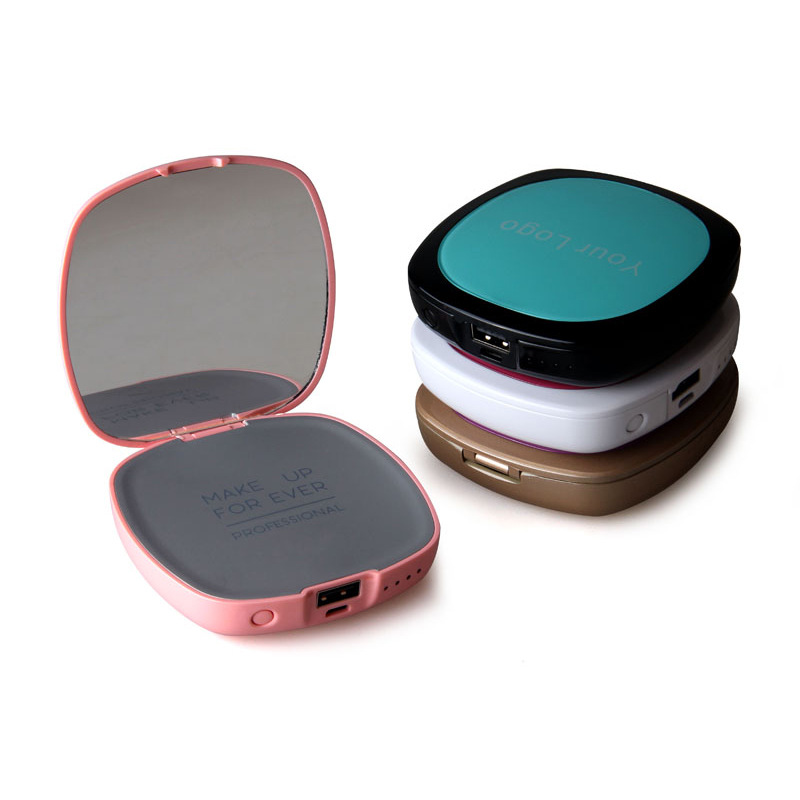 Mirror 2-in-1 Power Bank, Compact Beauty Mirror Power Bank, External Battery Pack With Makeup Mirror For Travel