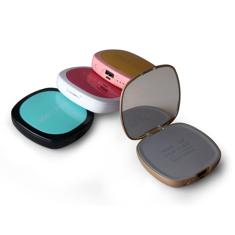 Mirror 2-in-1 Power Bank, Compact Beauty Mirror Power Bank, External Battery Pack With Makeup Mirror For Travel
