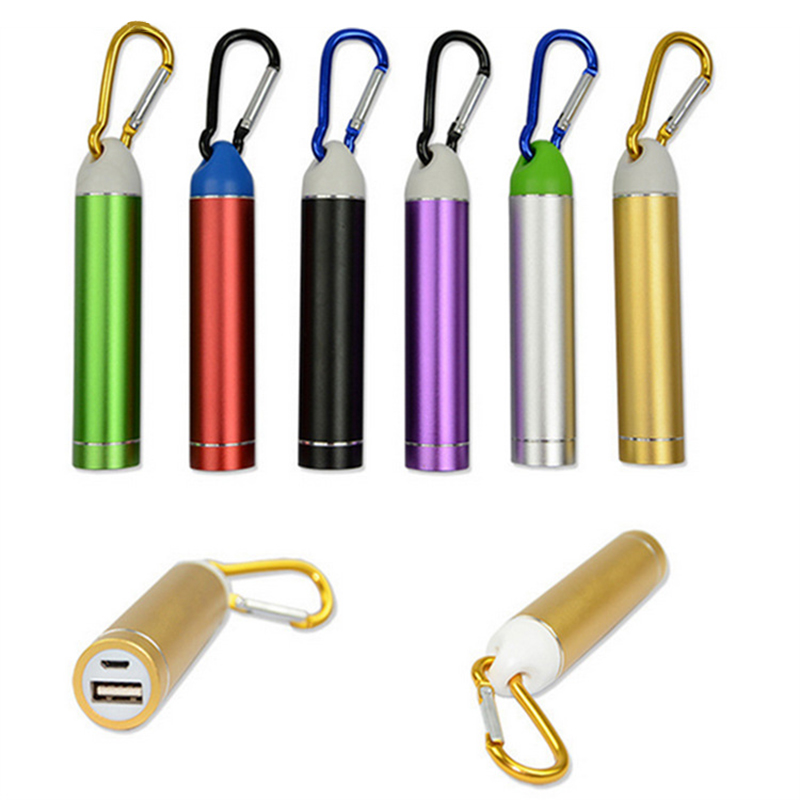 Portable 2600mAh Power Bank With Carabiner, USB Mobile Phone Charging with Carabiner for Smartphones, External Batterie Charger