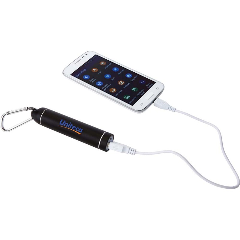 Portable 2600mAh Power Bank With Carabiner, USB Mobile Phone Charging with Carabiner for Smartphones, External Batterie Charger