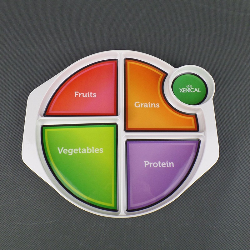 10Inch Divided Picnic Melamine Plate, 5 Section Compartment Divided Plates, Portion Control Plate for Weight Loss, Diet Meal Trays