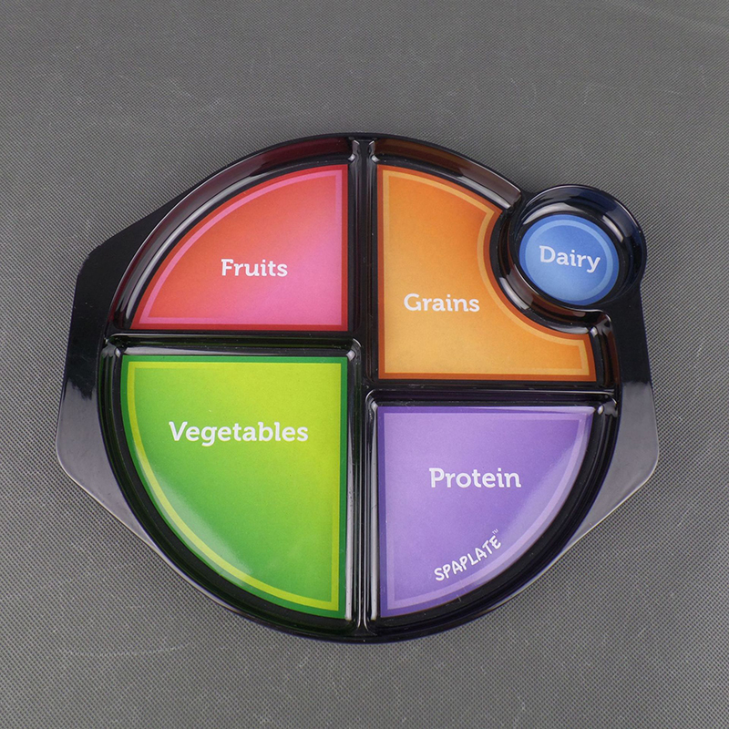 10Inch Divided Picnic Melamine Plate, 5 Section Compartment Divided Plates, Portion Control Plate for Weight Loss, Diet Meal Trays