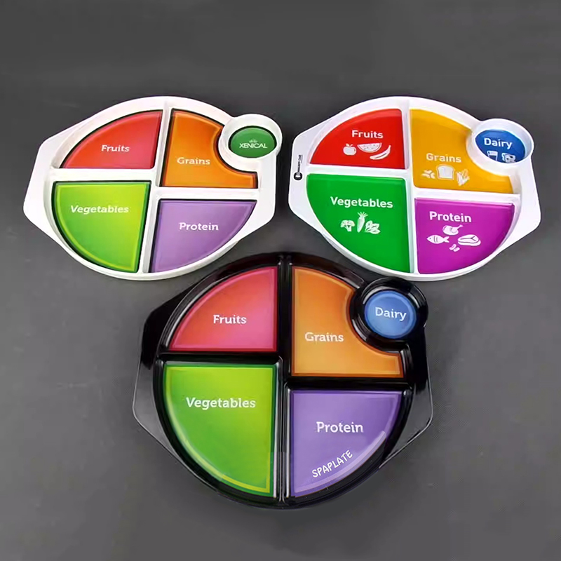 10Inch Divided Picnic Melamine Plate, 5 Section Compartment Divided Plates, Portion Control Plate for Weight Loss, Diet Meal Trays