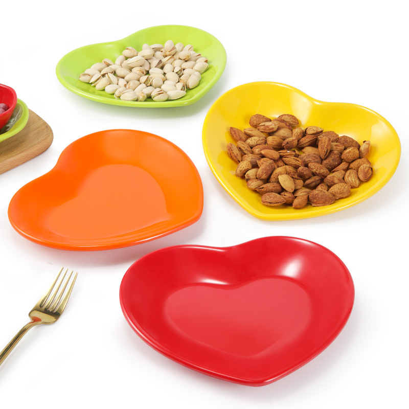 Heart Shape Melamine Picnic Plate, Unbreakable Small Snack Dessert Dishes, Salad Plates for Sushi Side Dish Fruit Appetizer Cake