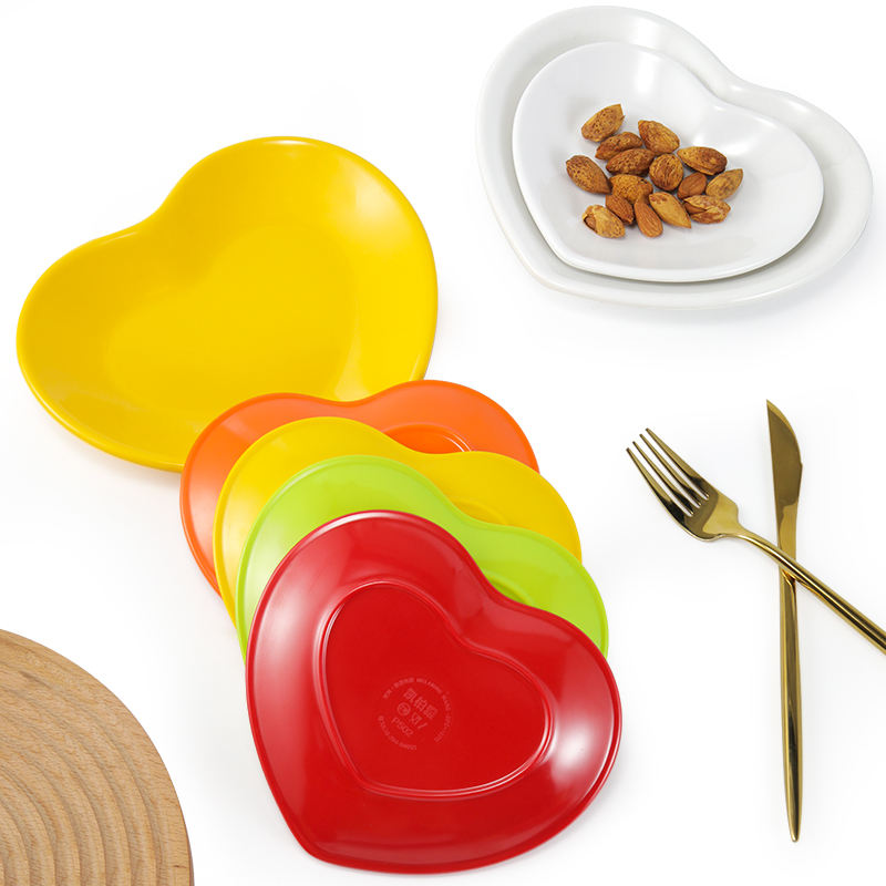 Heart Shape Melamine Picnic Plate, Unbreakable Small Snack Dessert Dishes, Salad Plates for Sushi Side Dish Fruit Appetizer Cake