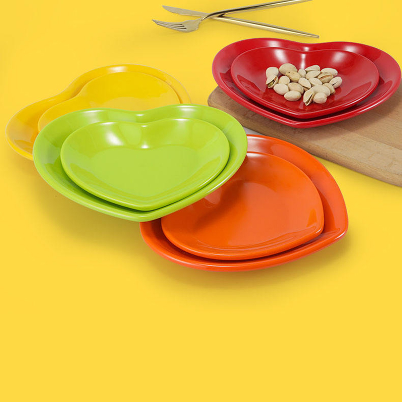 Heart Shape Melamine Picnic Plate, Unbreakable Small Snack Dessert Dishes, Salad Plates for Sushi Side Dish Fruit Appetizer Cake