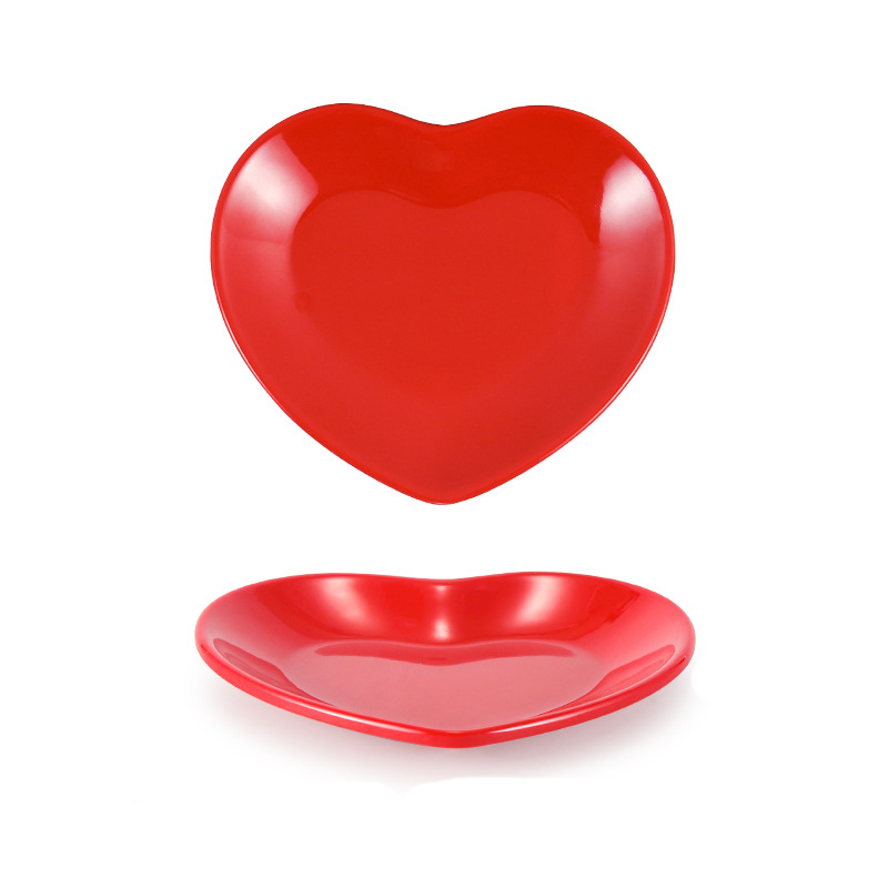 Heart Shape Melamine Picnic Plate, Unbreakable Small Snack Dessert Dishes, Salad Plates for Sushi Side Dish Fruit Appetizer Cake