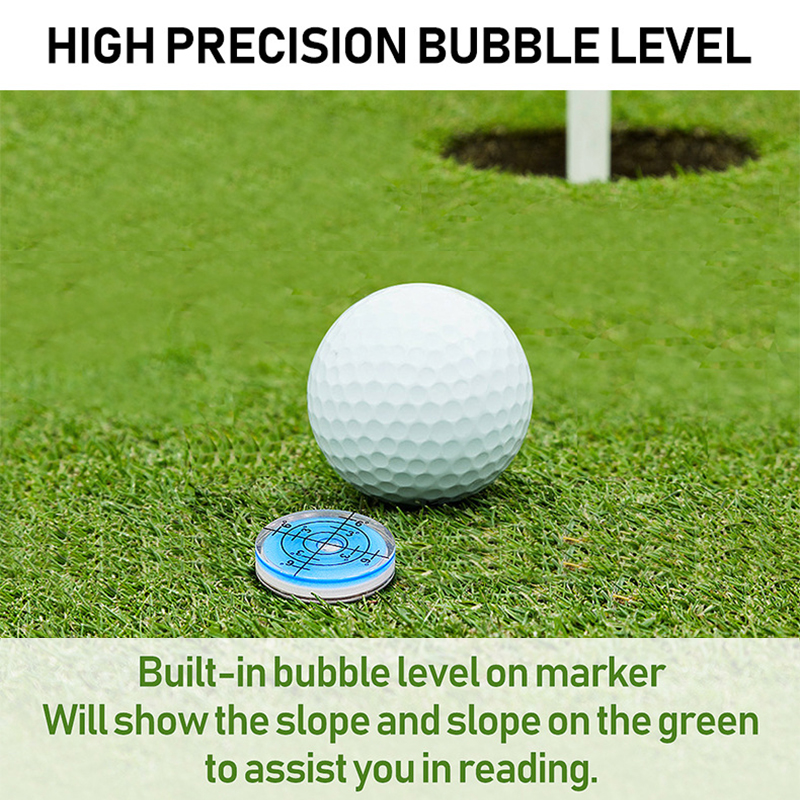 Golf Hat Clip Magnetic Ball Marker With High Precision Green Reading, Golf Putting Aid Round Bubble Level High Precision Reader