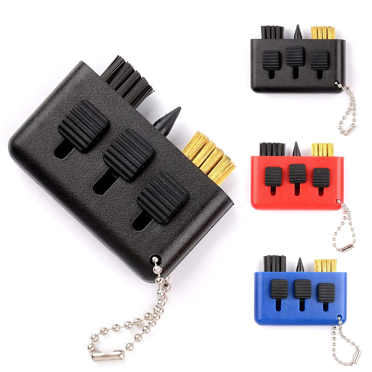 Pocket Golf Club Brush, 3-in-1 Portable Retractable Multiple-Use Golf Club Groove Cleaner Tool, Small Size Golf Accessories