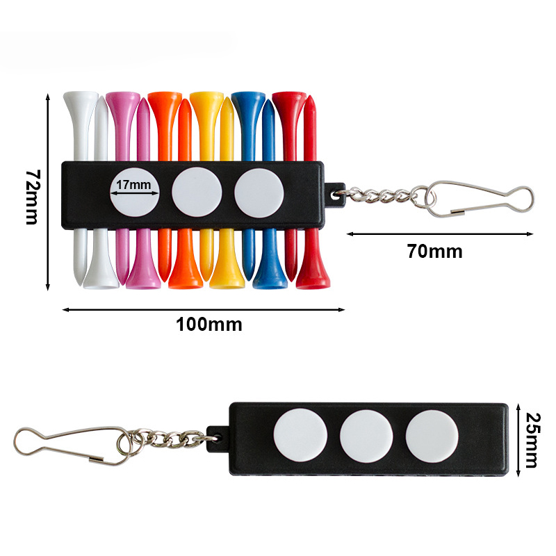 Golf Tee Holder With Keychain, 3pcs Ball Markers+12pcs tees, Golf Tee Caddy, Tee Holders Carrier, Easily Attaches to Golf Bags