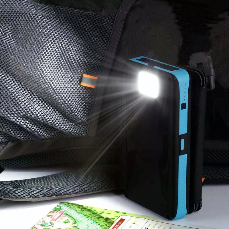 Foldable 4 Solar Panel 16000mAh Power Bank, Portable Solar Powered External Battery Pack Phone Charger for Cell Phone Tablet