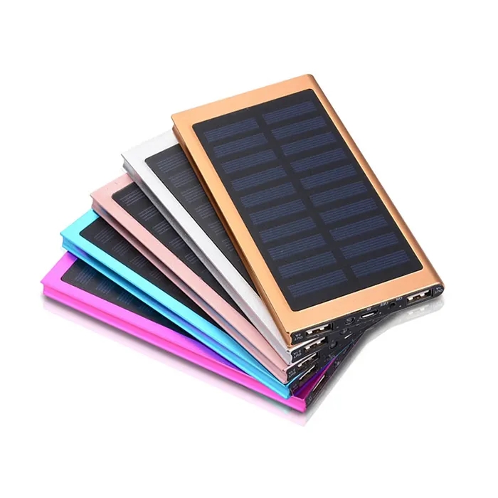 Aluminum 6000mAh Solar Mobile Power, Portable Power Bank External Battery Pack  Charger, Great for Camping, Hiking or Emergencies