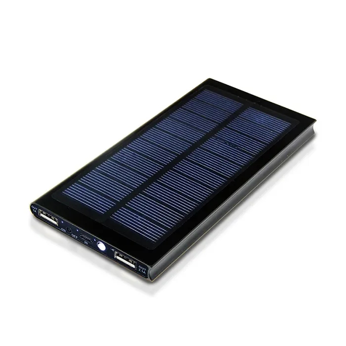 Aluminum 6000mAh Solar Mobile Power, Portable Power Bank External Battery Pack  Charger, Great for Camping, Hiking or Emergencies