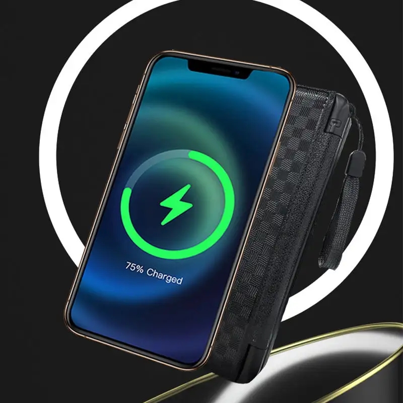 Portable 10,000mAh Fast Charging Solar Power Bank, Foldable Three Solar Panel Wireless Charger For Camping, Hiking, or Emergencies